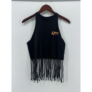 Loser Machine Women's Fringed Crop Tank with Neon Graphic Size Small